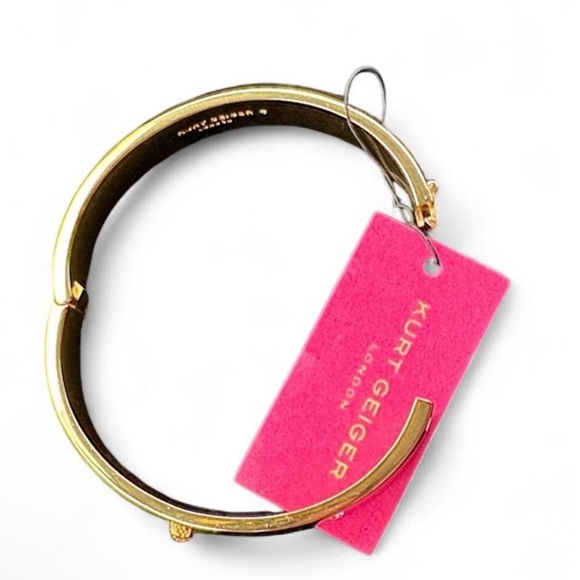 Kurt Geiger Black Enamel and Gold-Tone Bangle Bracelet - Picture 3 of 6